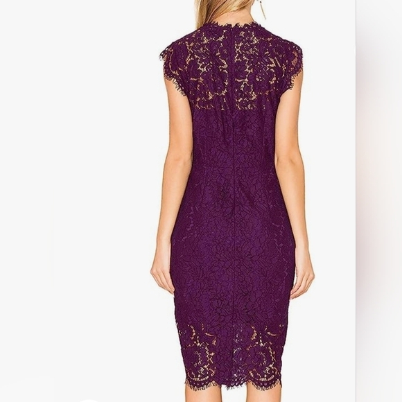Merokeety Plum Lace Cap‎ Sleeve Cocktail Holiday Special Occasion Dress Sz S - Picture 2 of 3